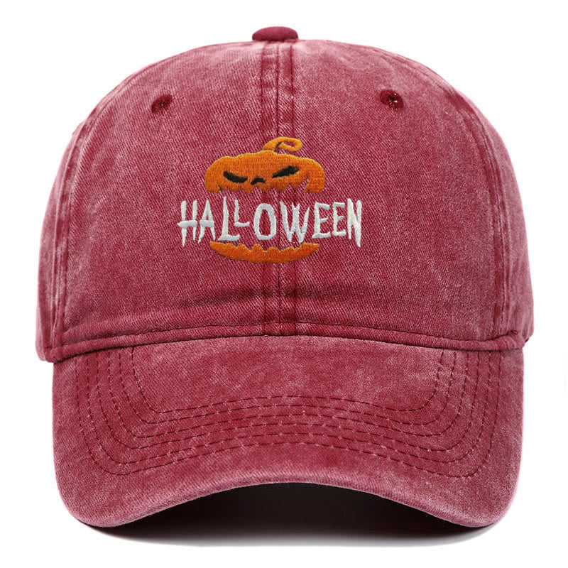 Cappello da baseball ricamato con zucca horror di Halloween - Vino - M（22"-22 7/8"） - image 6