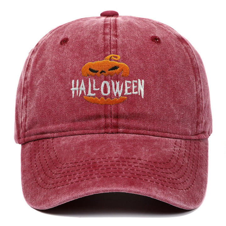 Cappello da baseball ricamato con zucca horror di Halloween - Vino - M（22"-22 7/8"） - image 6