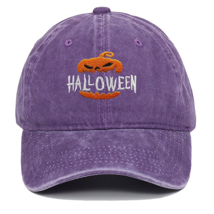 Cappello da baseball ricamato con zucca horror di Halloween - Viola - M（22"-22 7/8"） - image 10