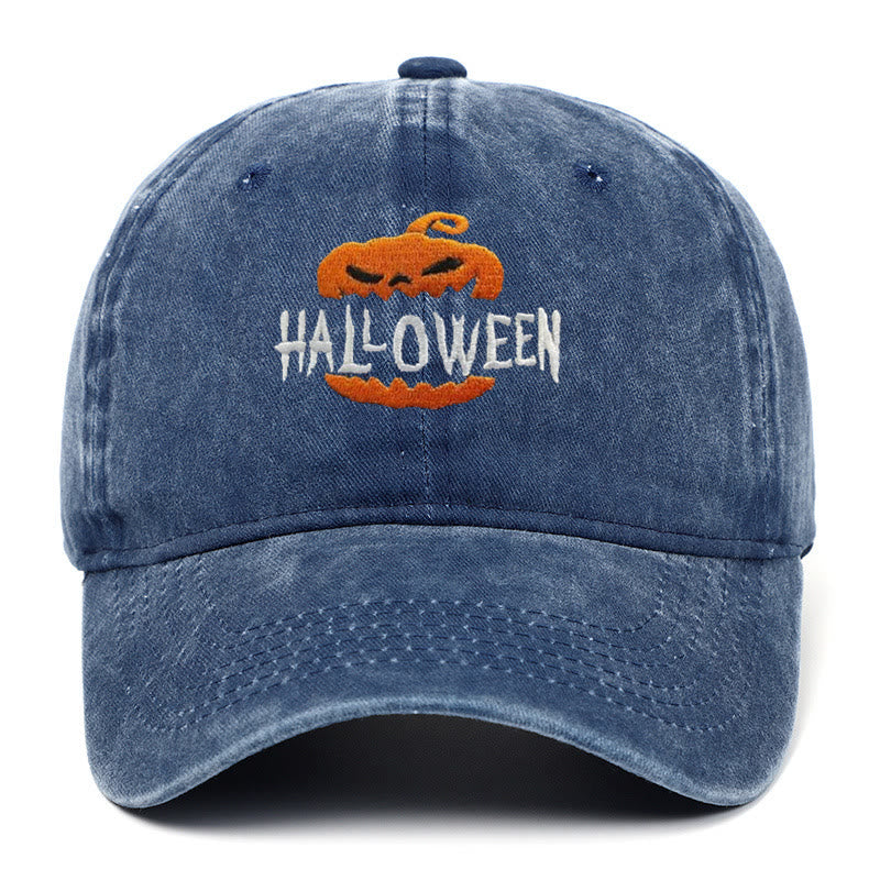 Cappello da baseball ricamato con zucca horror di Halloween - Blu - M（22"-22 7/8"） - image 5