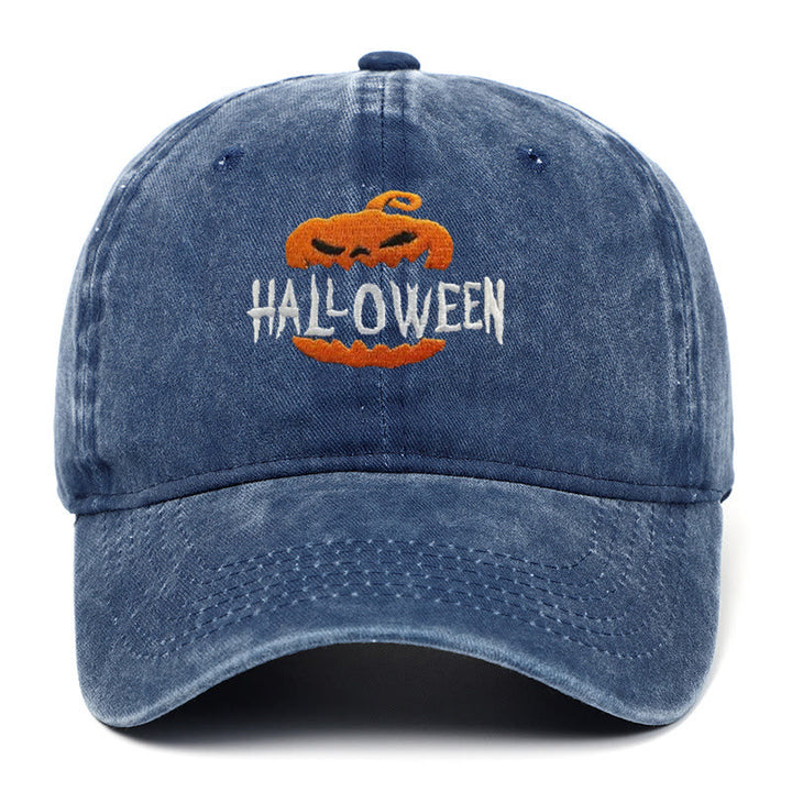 Cappello da baseball ricamato con zucca horror di Halloween - Blu - M（22"-22 7/8"） - image 5