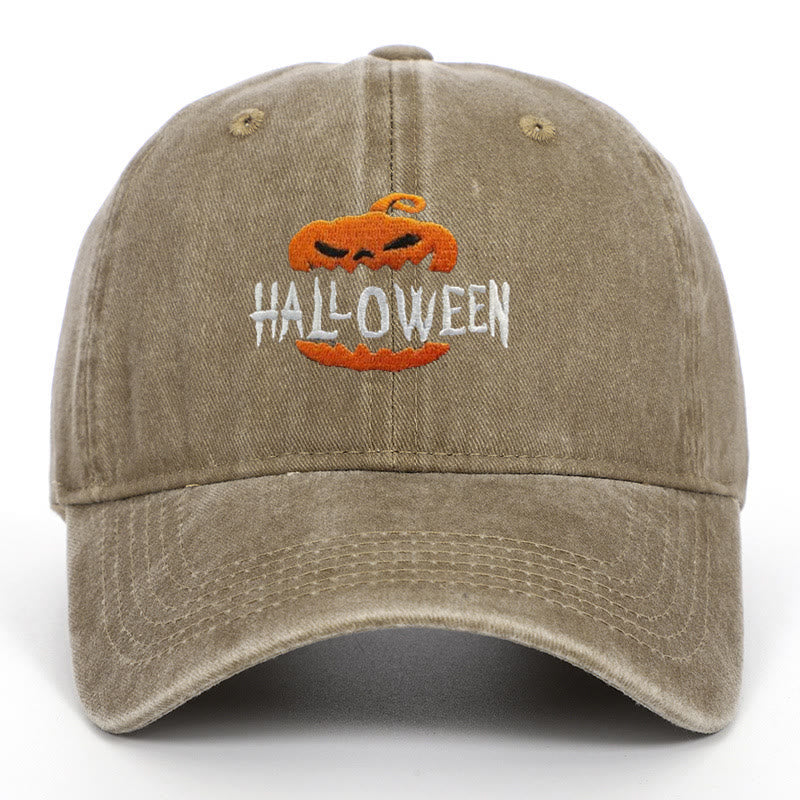 Cappello da baseball ricamato con zucca horror di Halloween - Cachi - M（22"-22 7/8"） - image 13