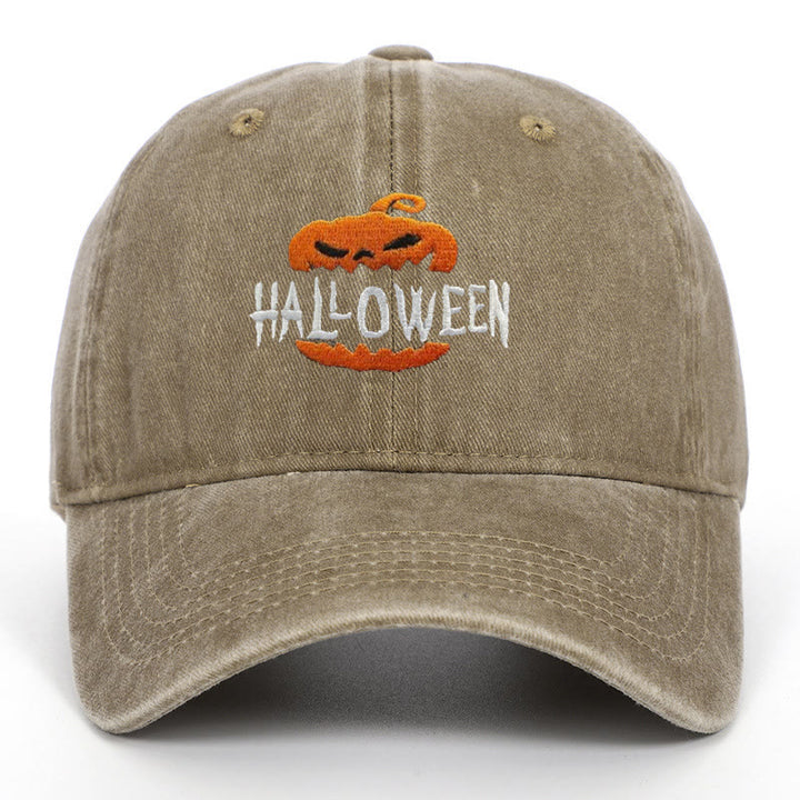 Cappello da baseball ricamato con zucca horror di Halloween - Cachi - M（22"-22 7/8"） - image 13