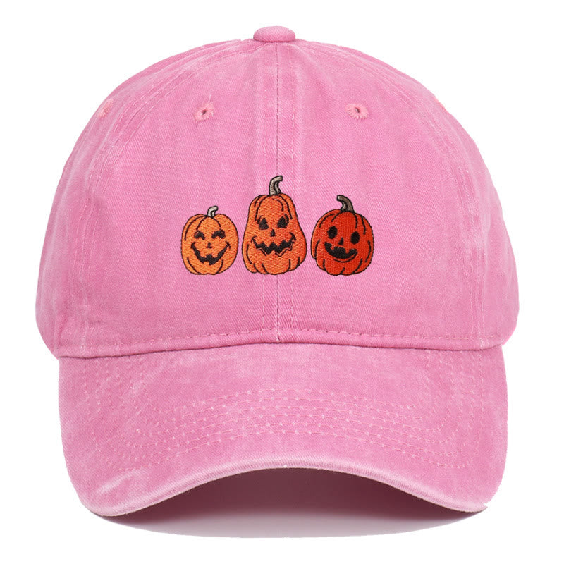 Cappello da baseball lavato ricamato con tre zucche di Halloween - Rosa - Regolabile (22 7/8"-24 1/2") - image 8