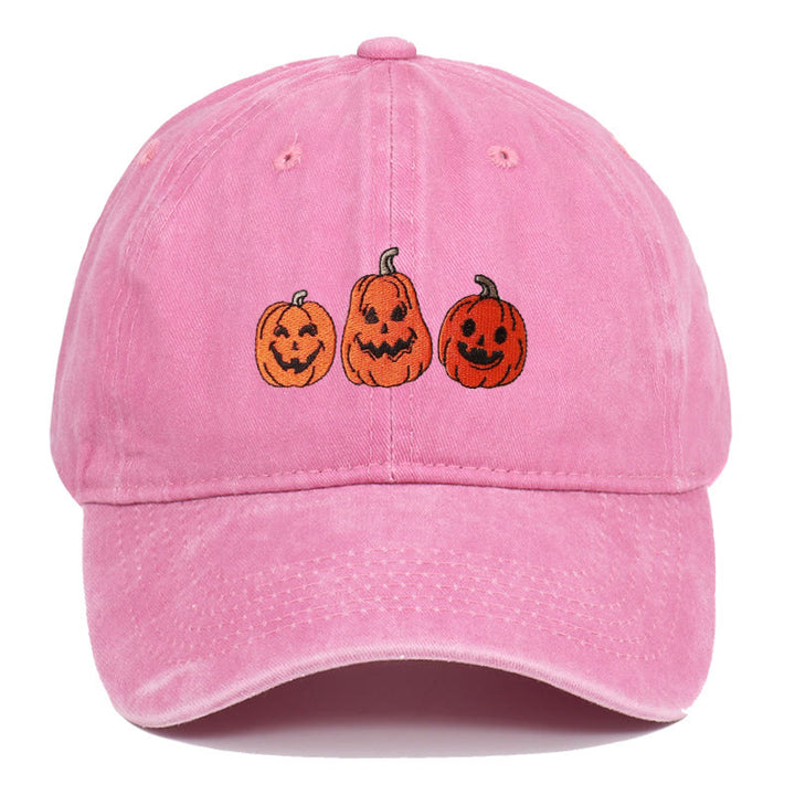 Cappello da baseball lavato ricamato con tre zucche di Halloween - Rosa - Regolabile (22 7/8"-24 1/2") - image 8