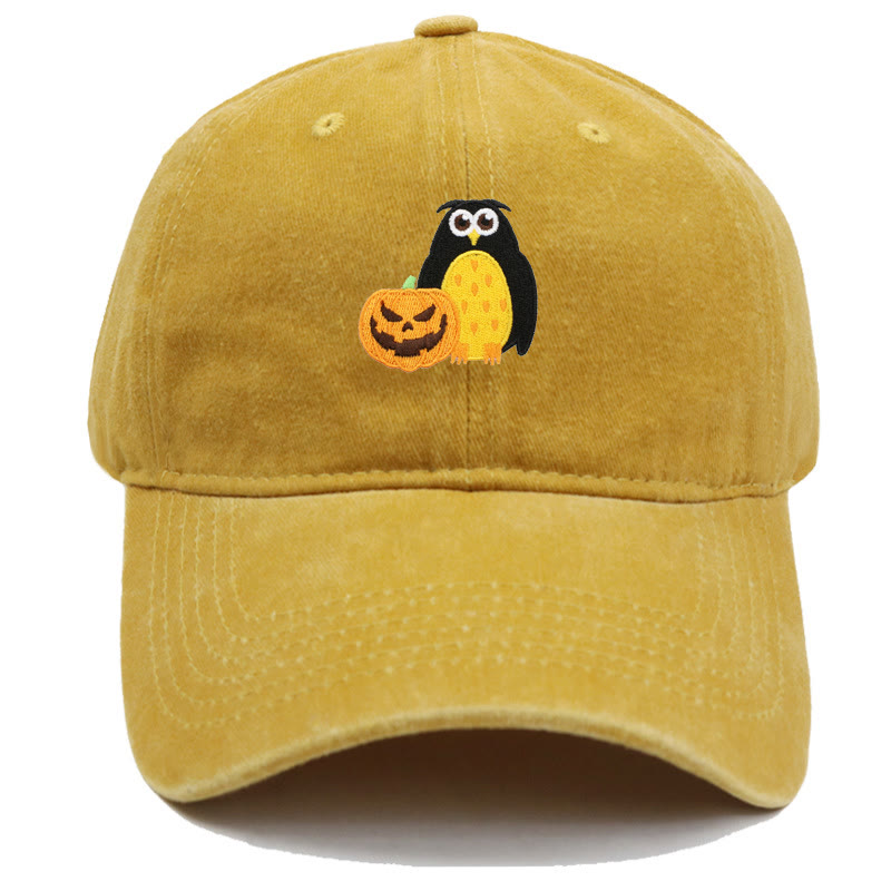 Cappello da baseball ricamato con gufo e zucca di Halloween - Giallo - M（22"-22 7/8"） - image 10