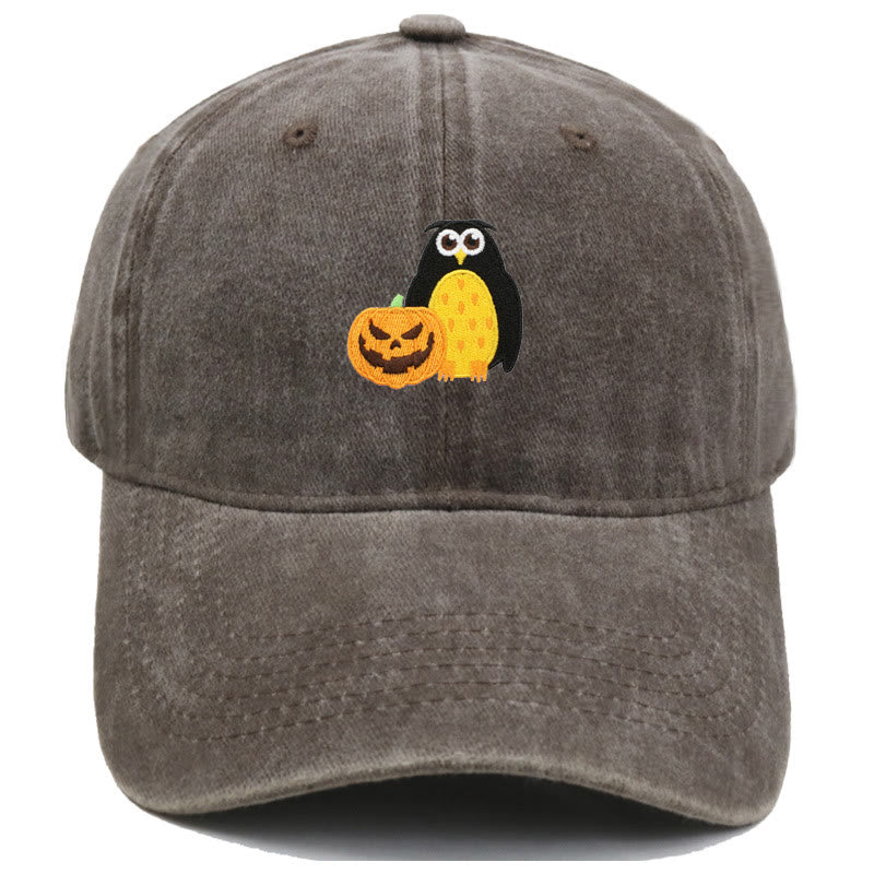 Cappello da baseball ricamato con gufo e zucca di Halloween - Caffè - M（22"-22 7/8"） - image 18
