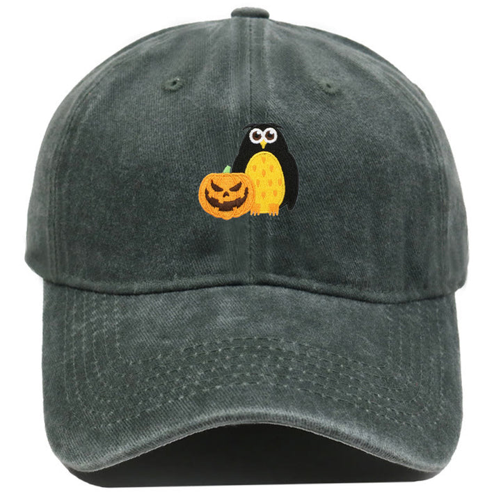 Cappello da baseball ricamato con gufo e zucca di Halloween - Verde militare - M（22"-22 7/8"） - image 17