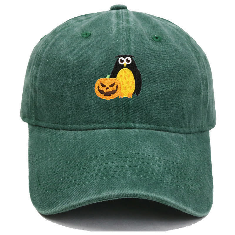 Cappello da baseball ricamato con gufo e zucca di Halloween - Verde scuro - M（22"-22 7/8"） - image 16