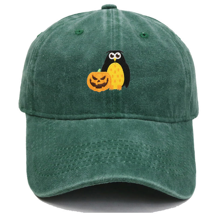 Cappello da baseball ricamato con gufo e zucca di Halloween - Verde scuro - M（22"-22 7/8"） - image 16