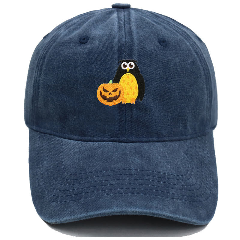 Cappello da baseball ricamato con gufo e zucca di Halloween - Blu navy - M（22"-22 7/8"） - image 14