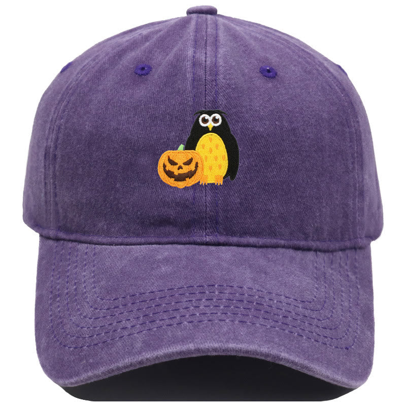 Cappello da baseball ricamato con gufo e zucca di Halloween - Viola - M（22"-22 7/8"） - image 15