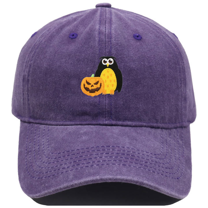 Cappello da baseball ricamato con gufo e zucca di Halloween - Viola - M（22"-22 7/8"） - image 15