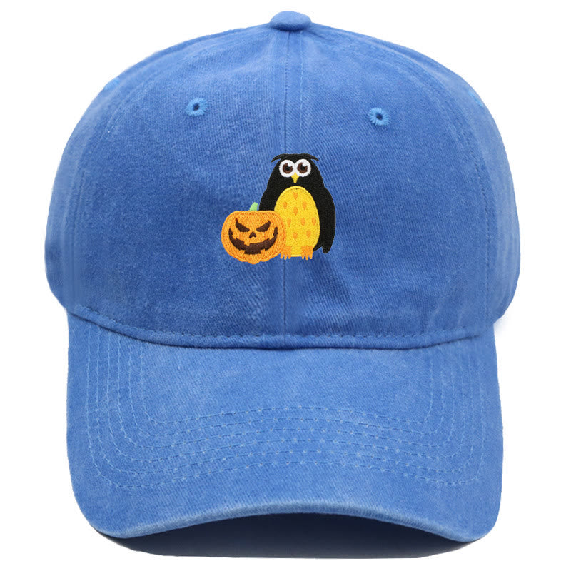 Cappello da baseball ricamato con gufo e zucca di Halloween - Azzurro cielo - M（22"-22 7/8"） - image 12