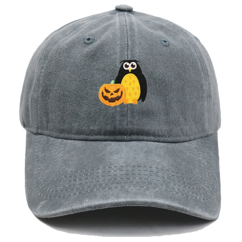 Cappello da baseball ricamato con gufo e zucca di Halloween - Grigio - M（22"-22 7/8"） - image 4