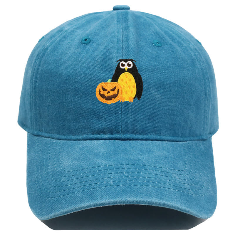 Cappello da baseball ricamato con gufo e zucca di Halloween - Lago Blu - M（22"-22 7/8"） - image 11