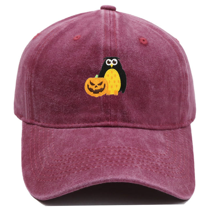 Cappello da baseball ricamato con gufo e zucca di Halloween - Vino - M（22"-22 7/8"） - image 8