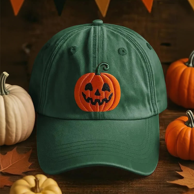 Cappello da baseball con faccia di zucca stampata in 3D per Halloween - Verde - Regolabile (22"-23 5/8") - image 0