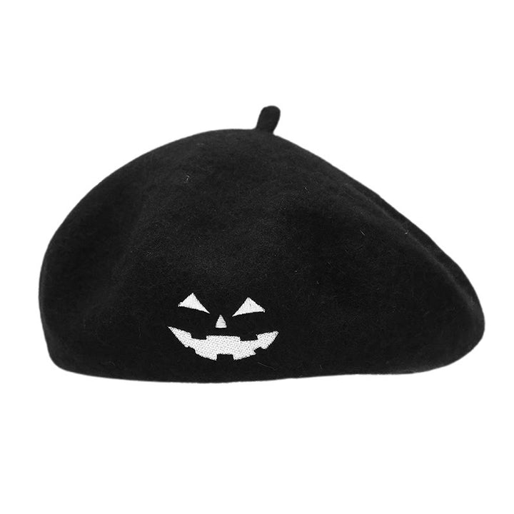 Cappello di zucca ricamato con sorriso carino di Halloween - Nero Bianco - M（22"-22 7/8"） - image 5