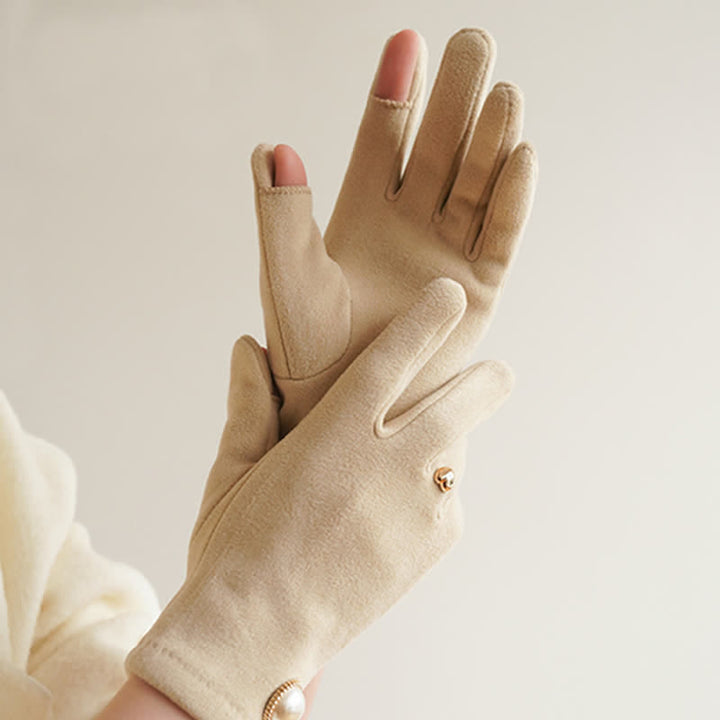 Guanti eleganti da donna con design a cuore e perle Fuax - image 2