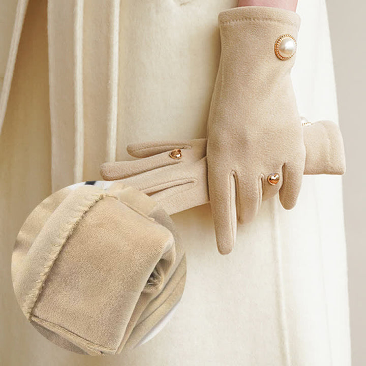 Guanti eleganti da donna con design a cuore e perle Fuax - image 3