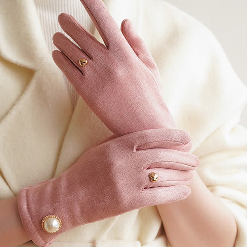 Guanti eleganti da donna con design a cuore e perle Fuax - image 7