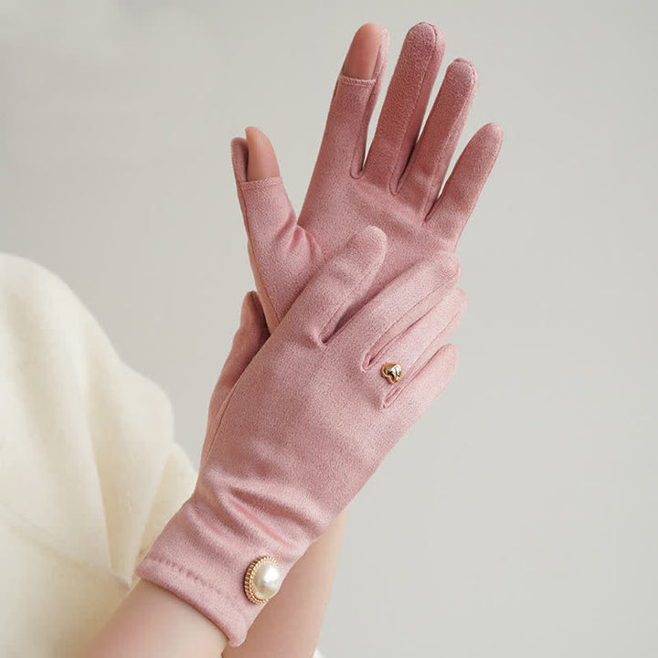 Guanti eleganti da donna con design a cuore e perle Fuax - image 8