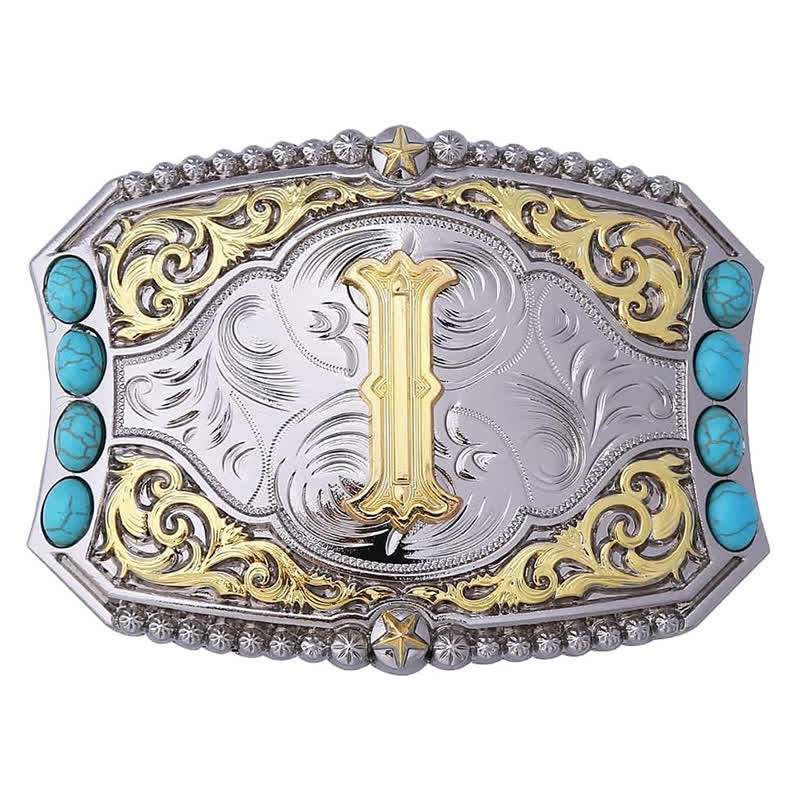 Cintura in pelle con fibbia decorativa con lettera iniziale turchese fai da te - I - Senza cintura - image 11