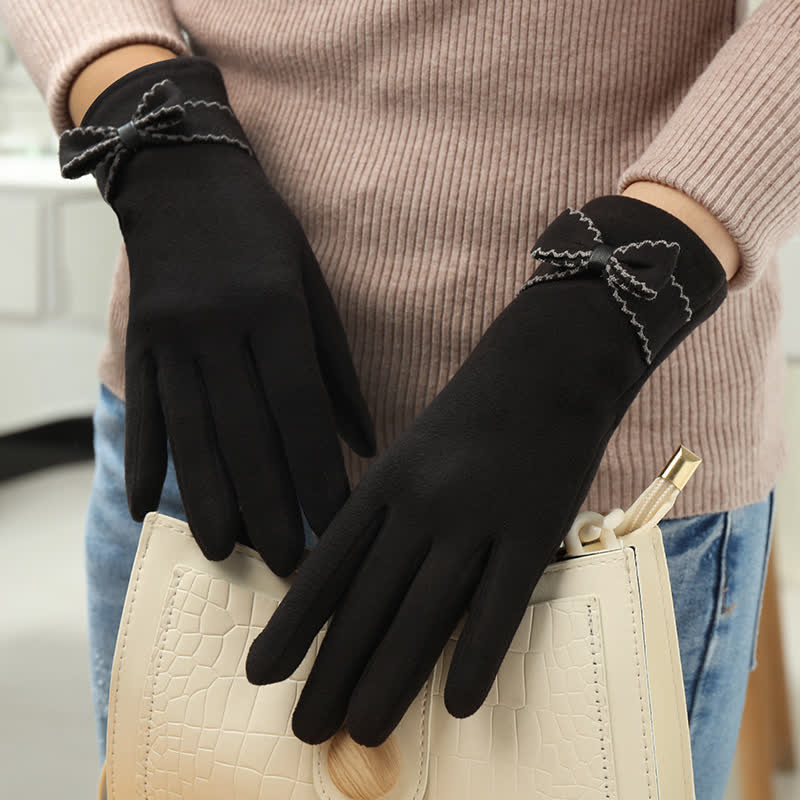 Guanti da donna con fiocco e dita intere - image 9