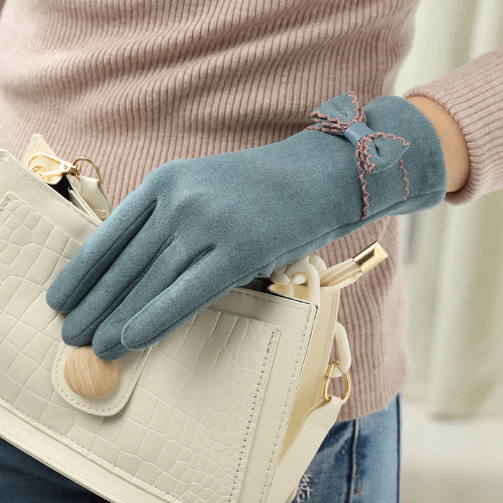 Guanti da donna con fiocco e dita intere - image 12