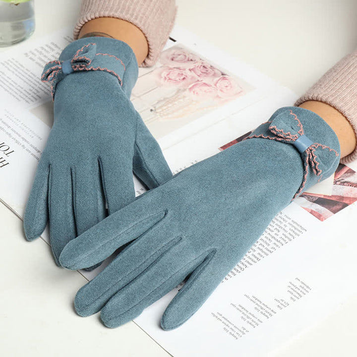 Guanti da donna con fiocco e dita intere - image 11