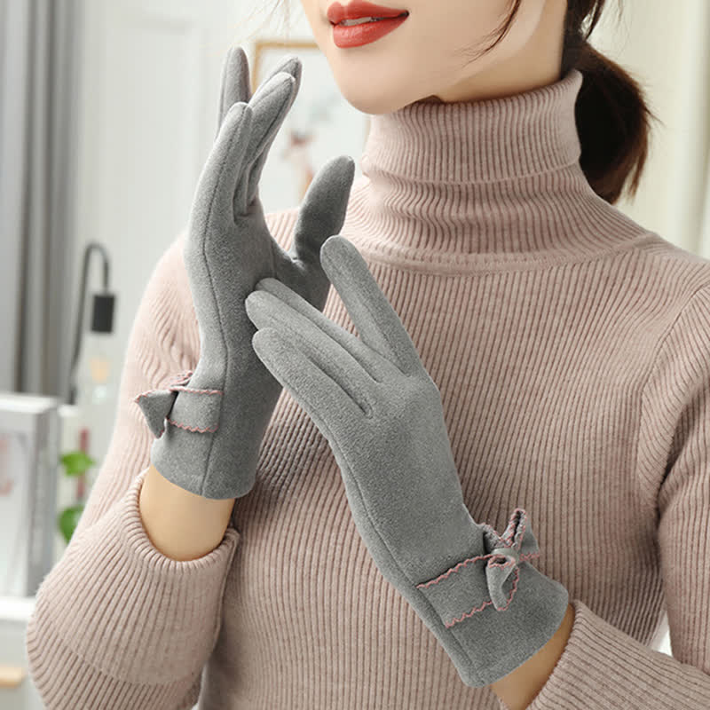 Guanti da donna con fiocco e dita intere - image 15