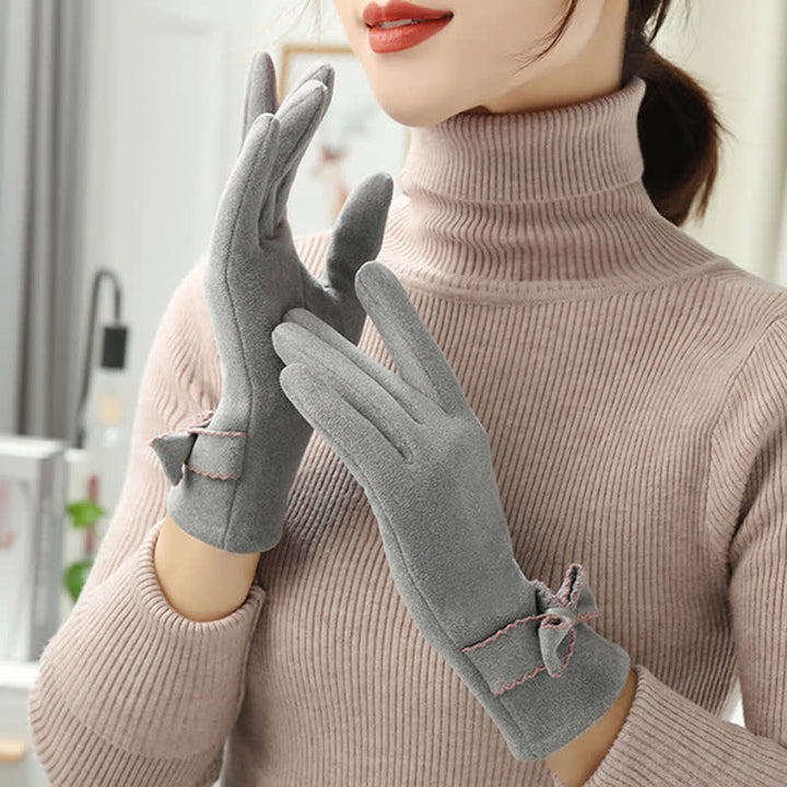 Guanti da donna con fiocco e dita intere - image 15