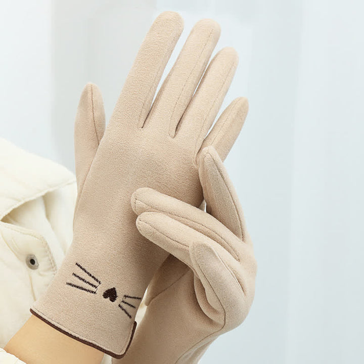 Guanti da donna con punta delle dita touch screen e ricamo di un simpatico gatto - image 13