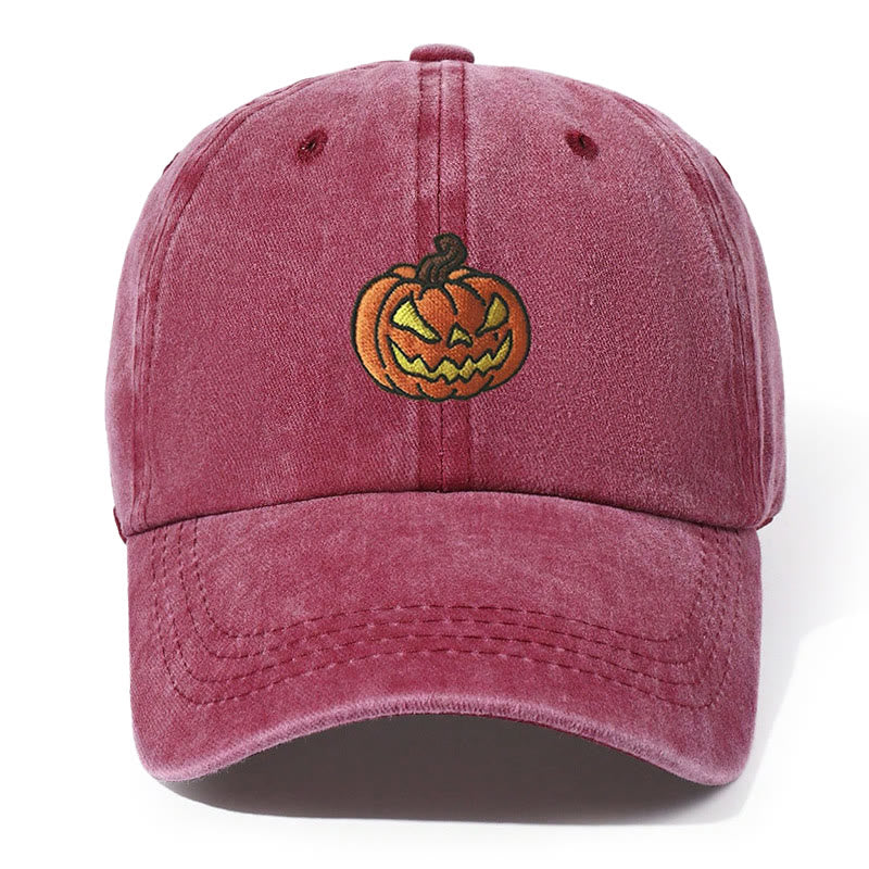 Cappello da baseball lavato con testa di zucca di Halloween ricamata - Vino - Regolabile (21 5/8"-22 7/8") - image 4
