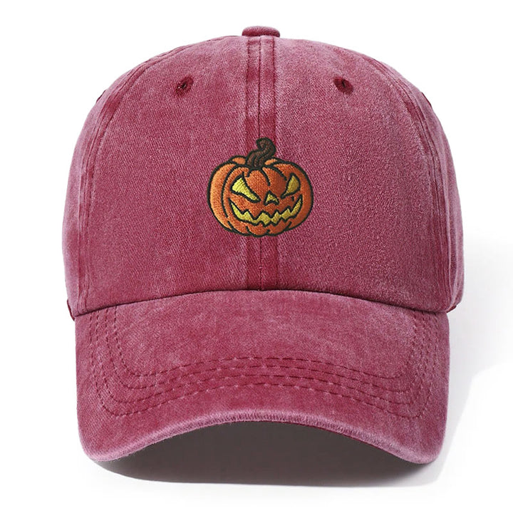 Cappello da baseball lavato con testa di zucca di Halloween ricamata - Vino - Regolabile (21 5/8"-22 7/8") - image 4
