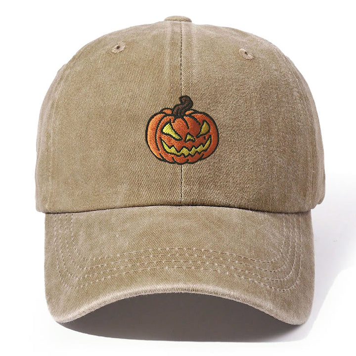 Cappello da baseball lavato con testa di zucca di Halloween ricamata - Cachi - Regolabile (21 5/8"-22 7/8") - image 7