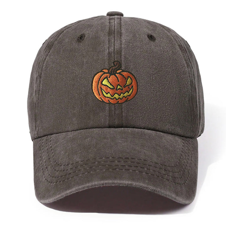 Cappello da baseball lavato con testa di zucca di Halloween ricamata - Caffè - Regolabile (21 5/8"-22 7/8") - image 6