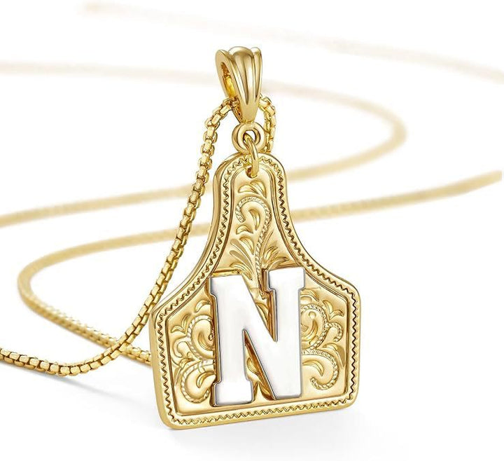 Collana con ciondolo in rilievo con lettera dorata alla moda - N - image 16