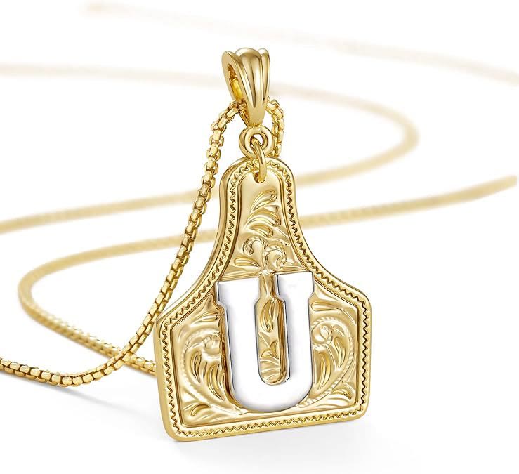 Collana con ciondolo in rilievo con lettera dorata alla moda - U - image 23