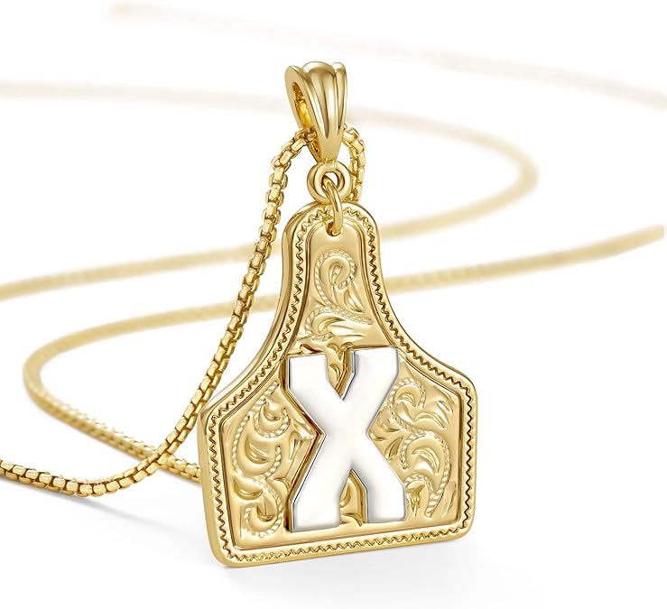 Collana con ciondolo in rilievo con lettera dorata alla moda - X - image 26