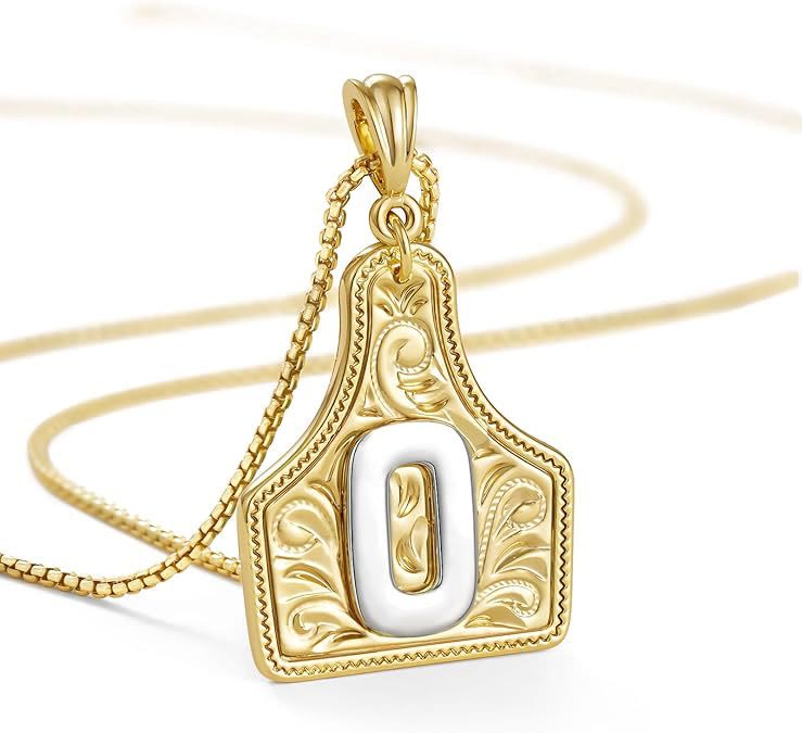 Collana con ciondolo in rilievo con lettera dorata alla moda - O - image 17