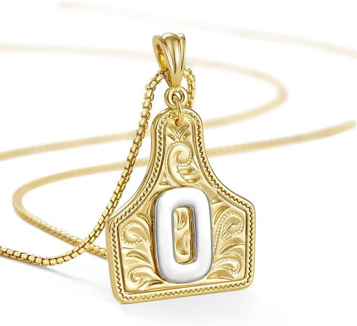 Collana con ciondolo in rilievo con lettera dorata alla moda - O - image 17