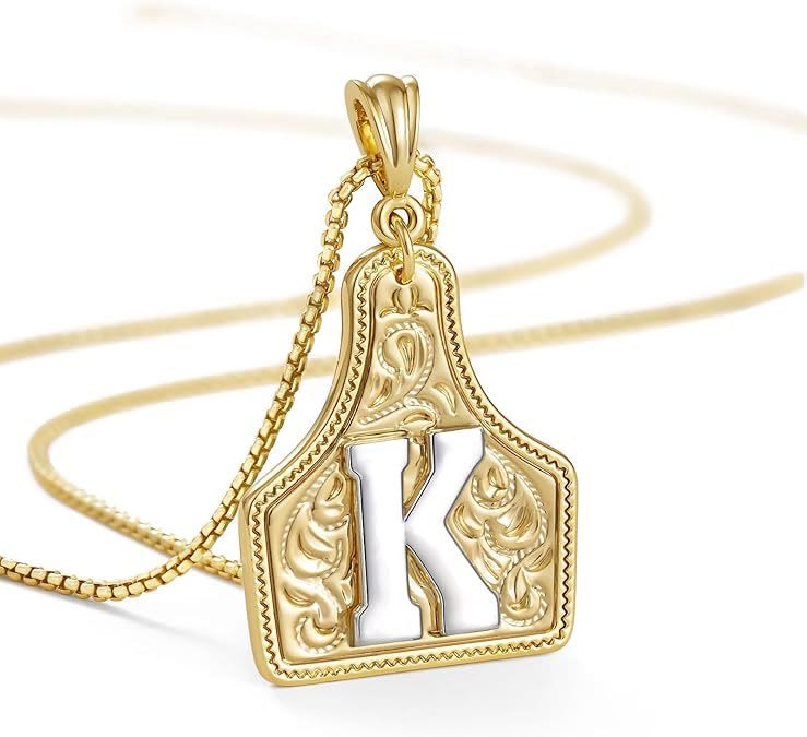 Collana con ciondolo in rilievo con lettera dorata alla moda - K - image 13