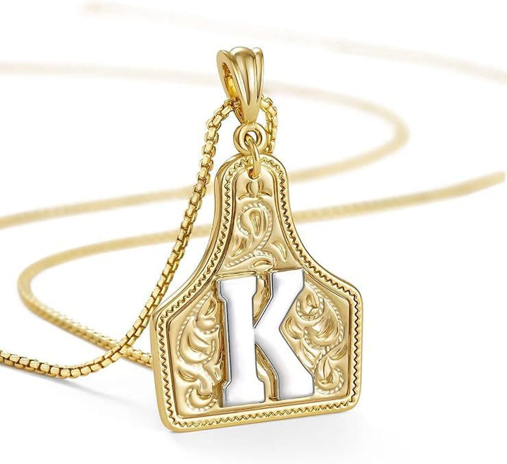 Collana con ciondolo in rilievo con lettera dorata alla moda - K - image 13
