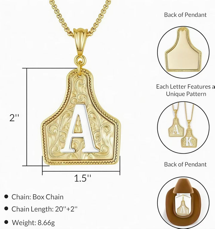 Collana con ciondolo in rilievo con lettera dorata alla moda - image 3