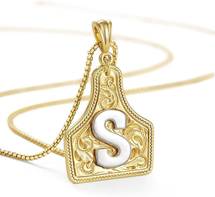 Collana con ciondolo in rilievo con lettera dorata alla moda - S - image 21