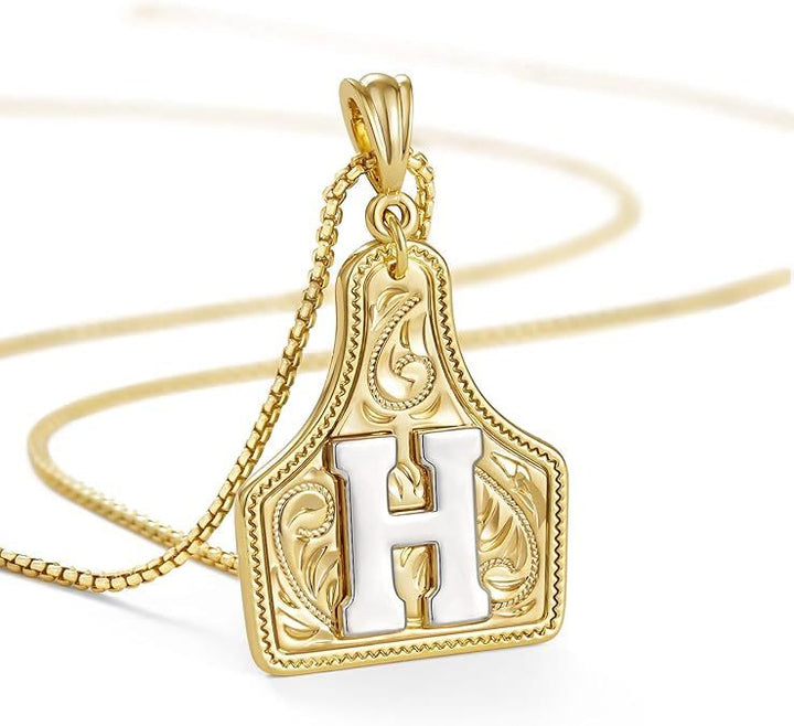 Collana con ciondolo in rilievo con lettera dorata alla moda - H - image 10