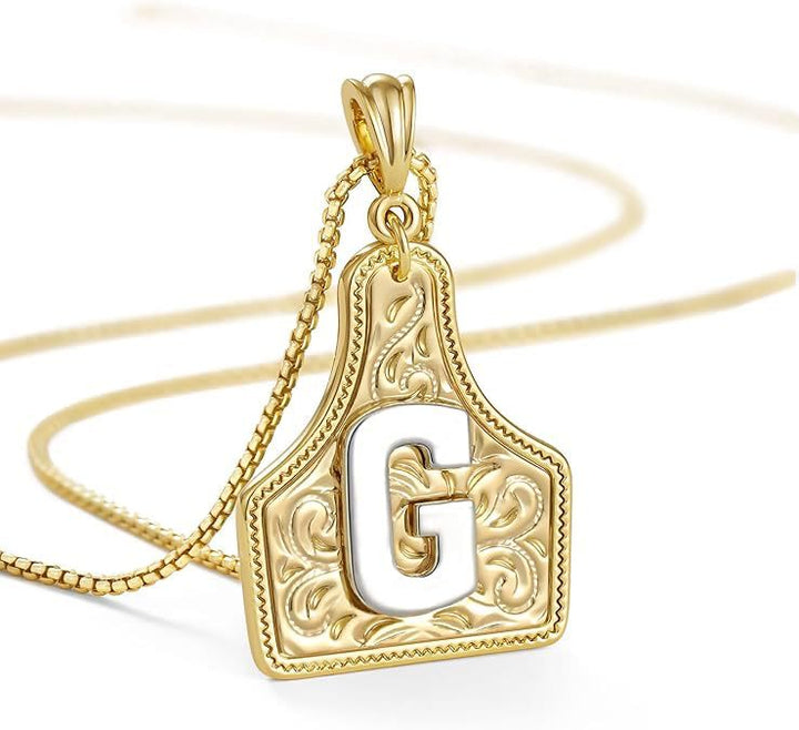 Collana con ciondolo in rilievo con lettera dorata alla moda - G - image 9