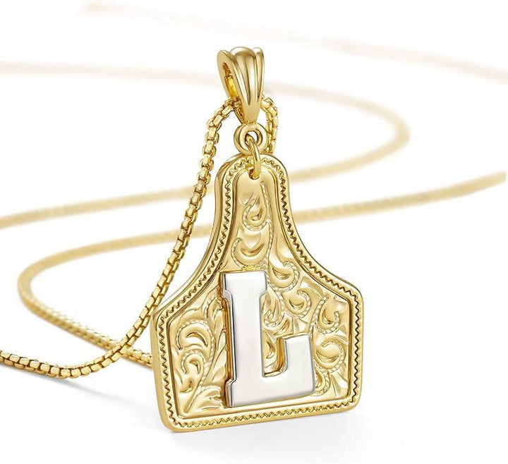 Collana con ciondolo in rilievo con lettera dorata alla moda - L - image 14